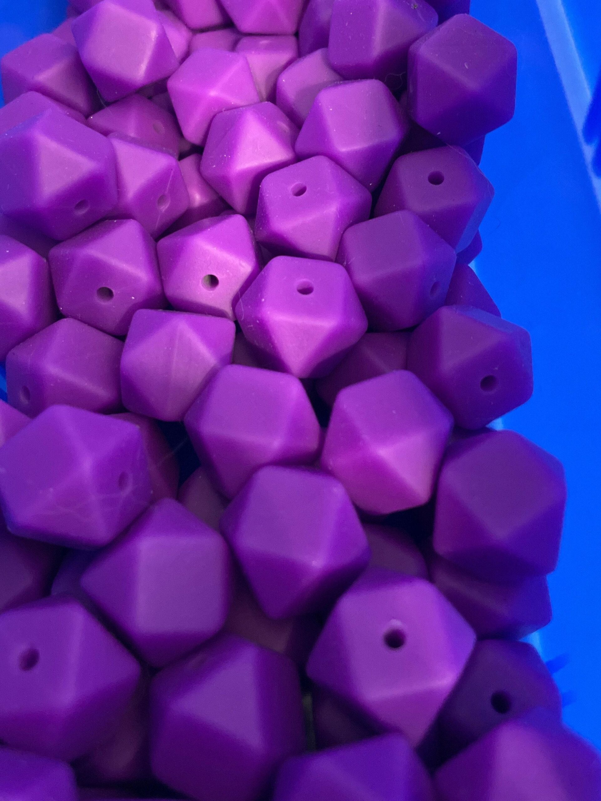 14mm Hexagon Beads Purple