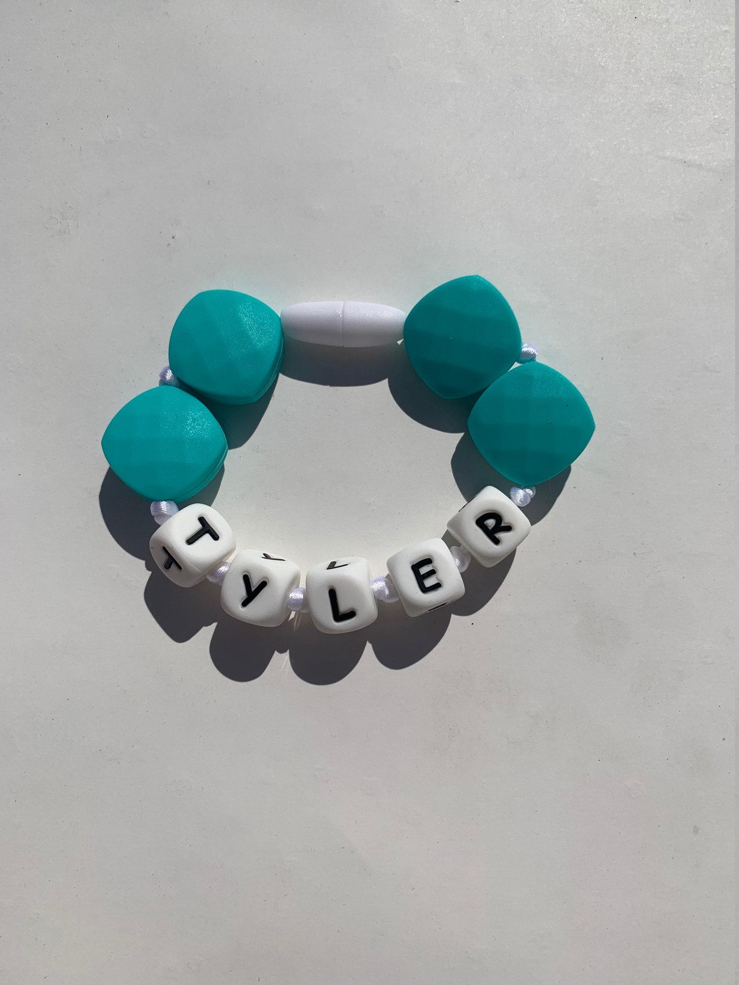 Personalized Childs Teal Teething Bracelet