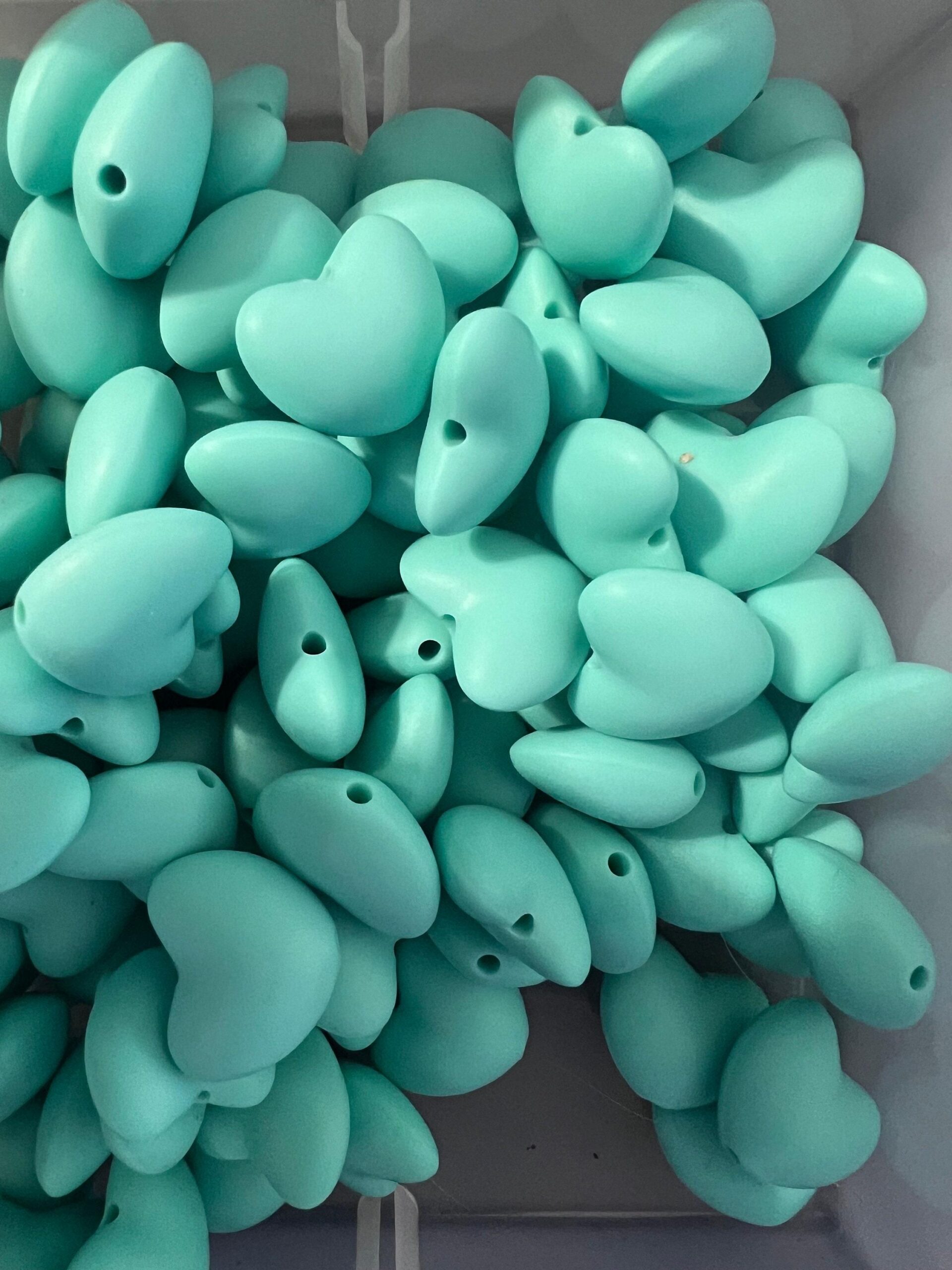 Silicone Teal Heart Beads