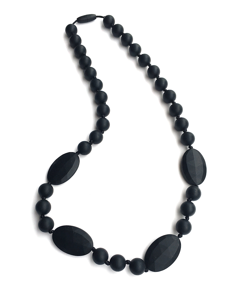 black beaded teething necklace