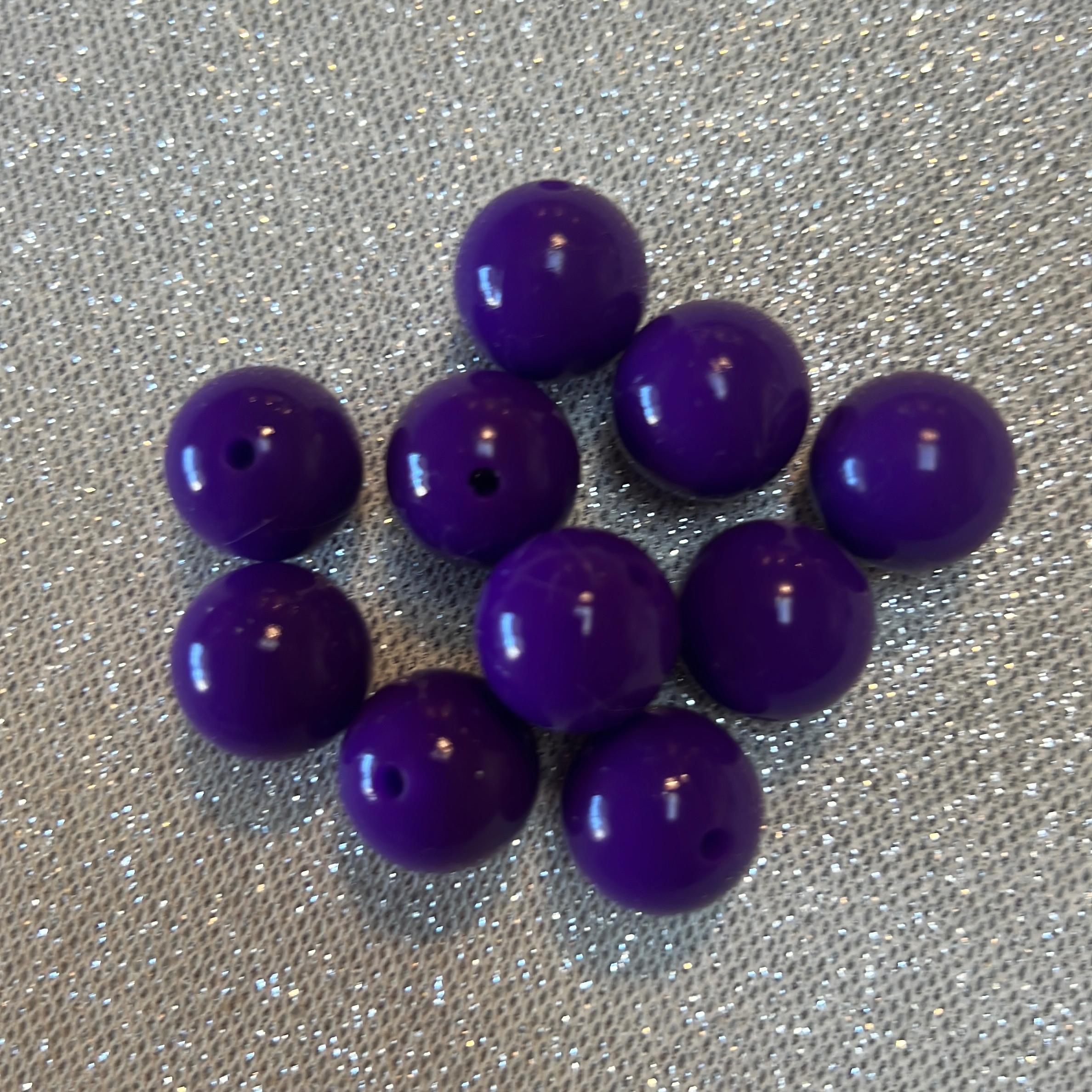 Silicone Round 15mm Glossy Purple Beads