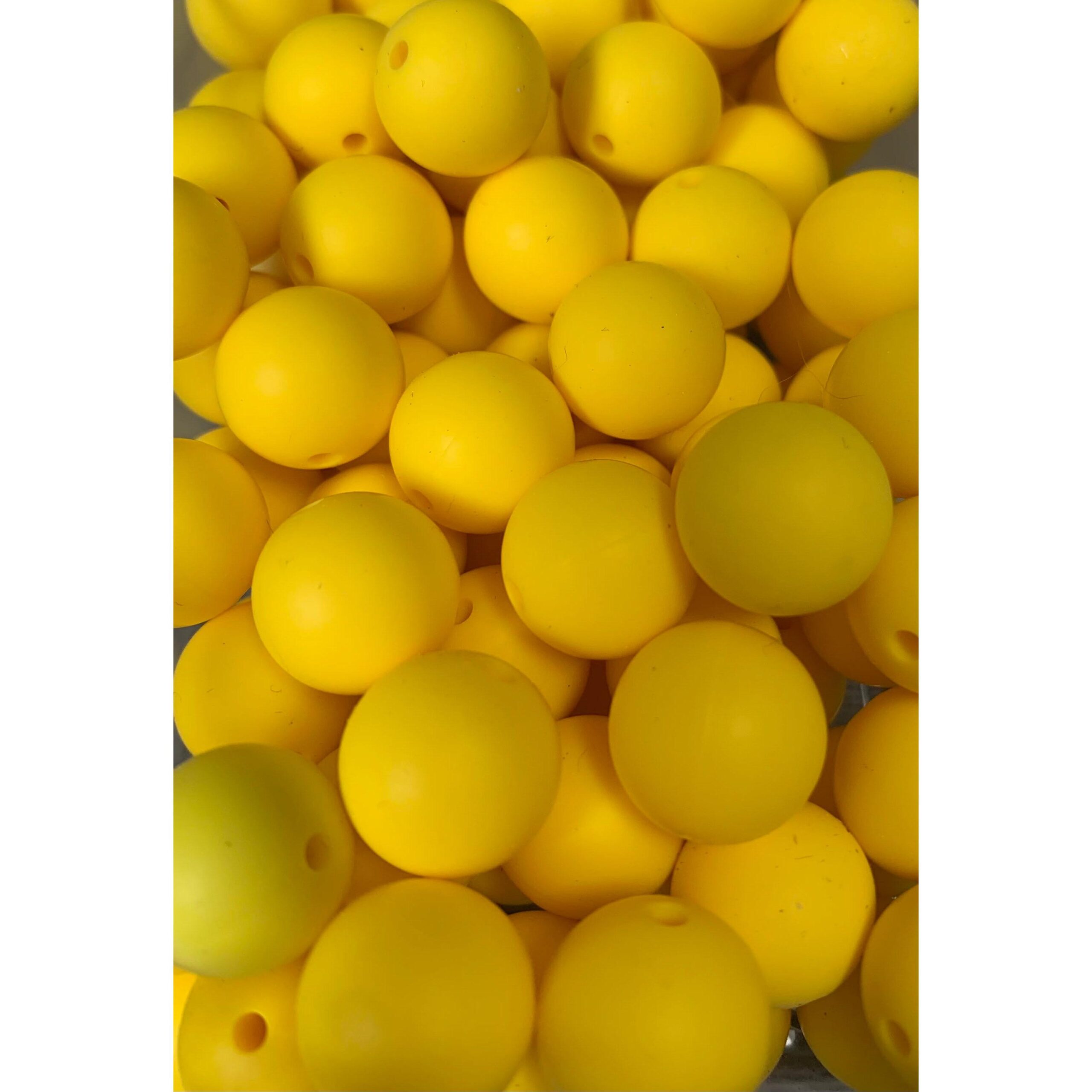 15mm Yellow Round Beads