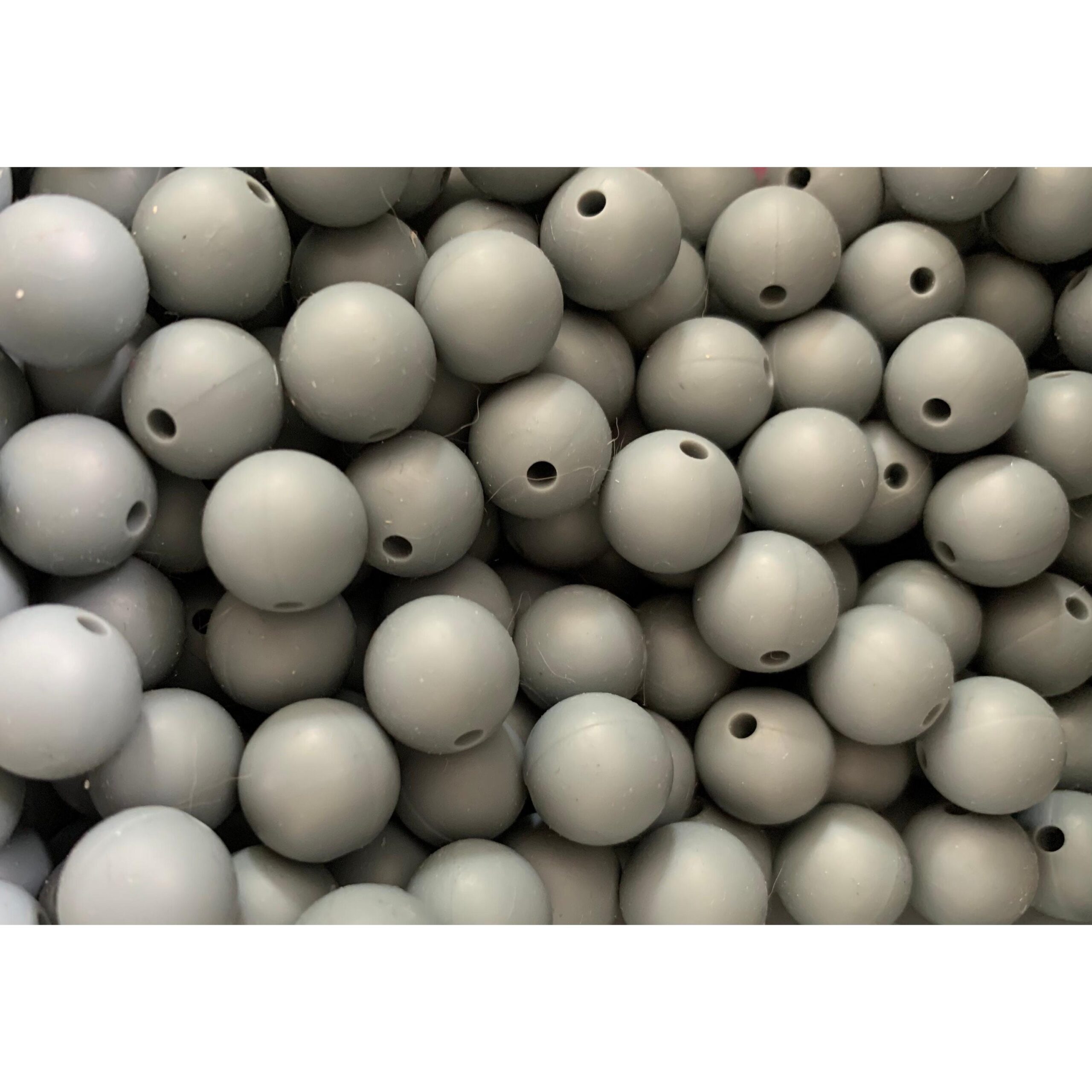 Silicone round 9mm grey Beads