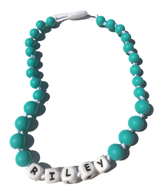 teal teething necklace