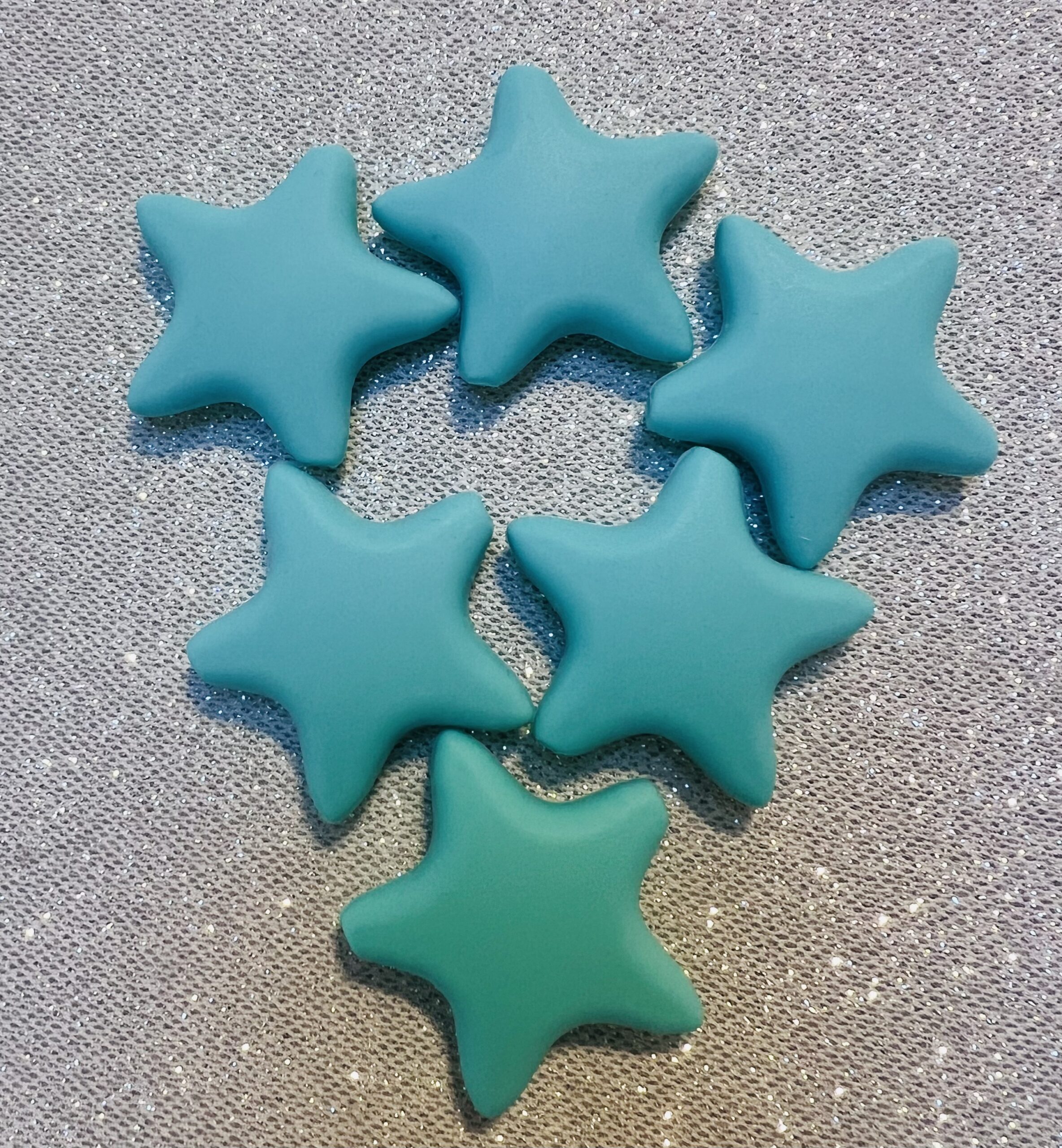Silicone Teal Star Beads