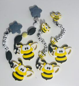 silicone personalized bee teething clips