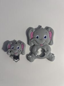 elephant teething pendant and clip