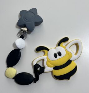 silicone bee teething pacifier clip
