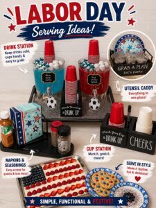 20 Labor Day Party Ideas: Hosting Essentials, Decor, Recipes & Pool Party Fun 7 Wooden Plate, Utensil & Cup Holder