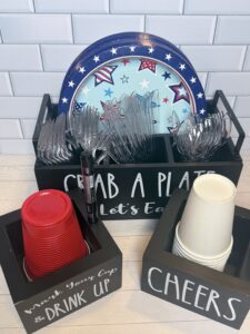 20 Labor Day Party Ideas: Hosting Essentials, Decor, Recipes & Pool Party Fun 5 Wooden Plate, Utensil & Cup Holder